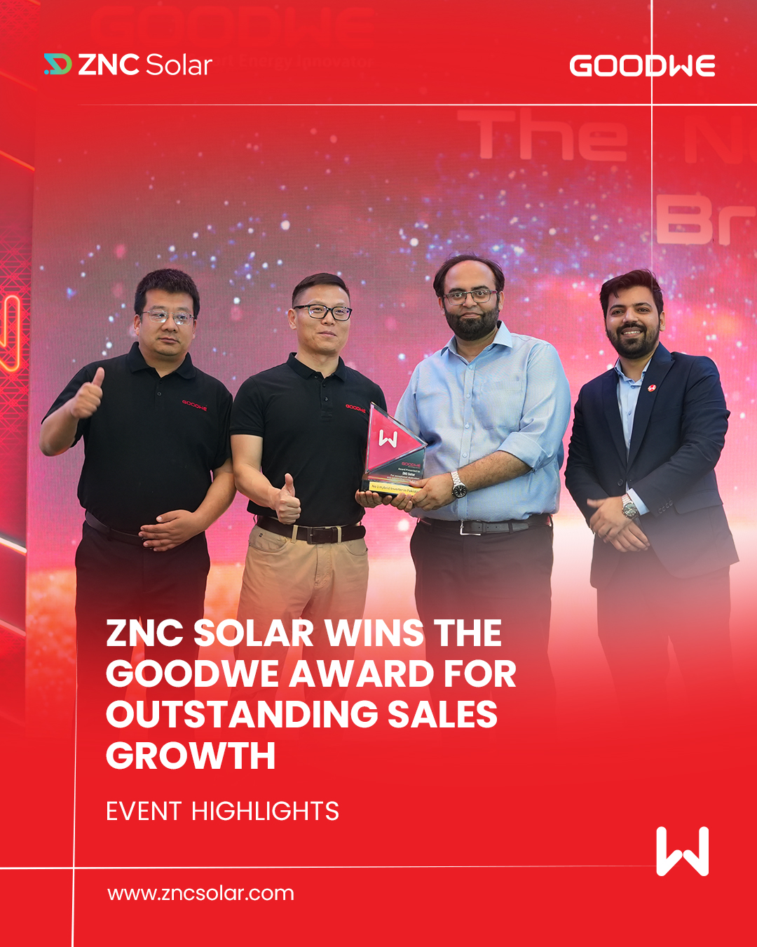 ZNC Solar wins the GoodWe award for outstanding sales growth